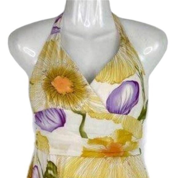 NWT Ruby Rox Juniors 13 Halter Tie Sundress Dress Gold Purple Floral Backless - Picture 3 of 13